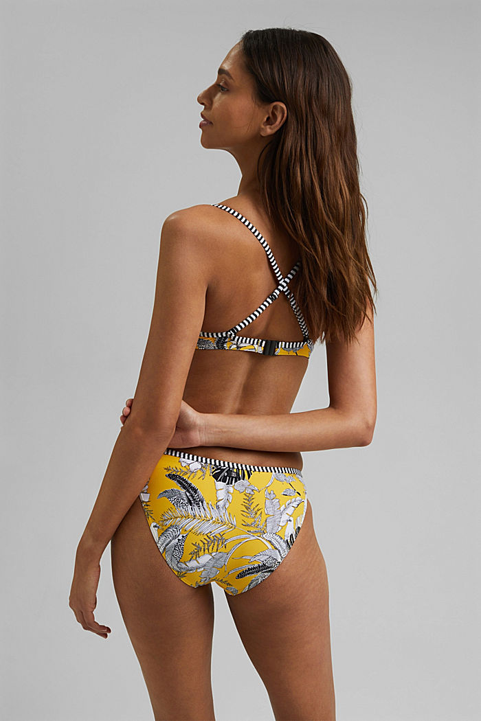 In materiale riciclato: slip da bikini con stampa tropicale, YELLOW, detail image number 3