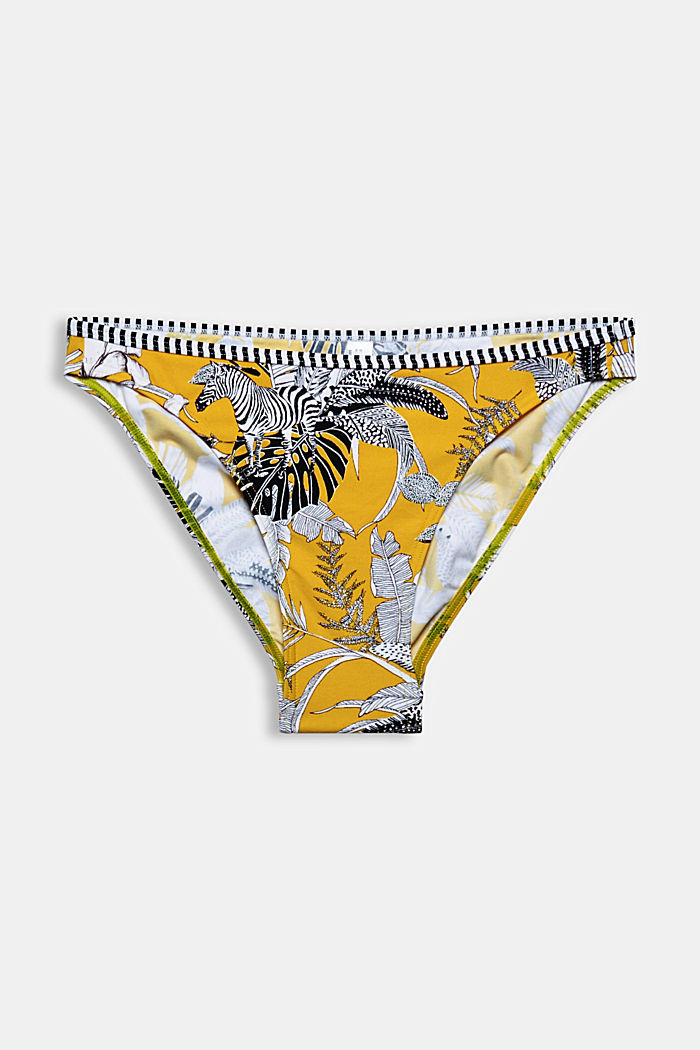 In materiale riciclato: slip da bikini con stampa tropicale, YELLOW, detail image number 5