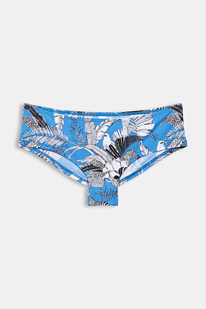 In materiale riciclato: culotte corte con stampa tropicale, BLUE, overview