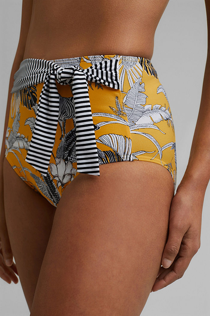 Recycled: printed high-waisted bikini briefs, YELLOW, detail image number 2