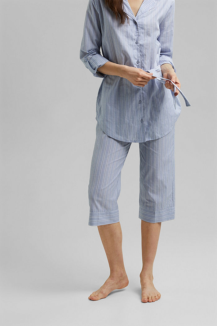 Piżama w paski, 100% bawełny organicznej, PASTEL BLUE, overview