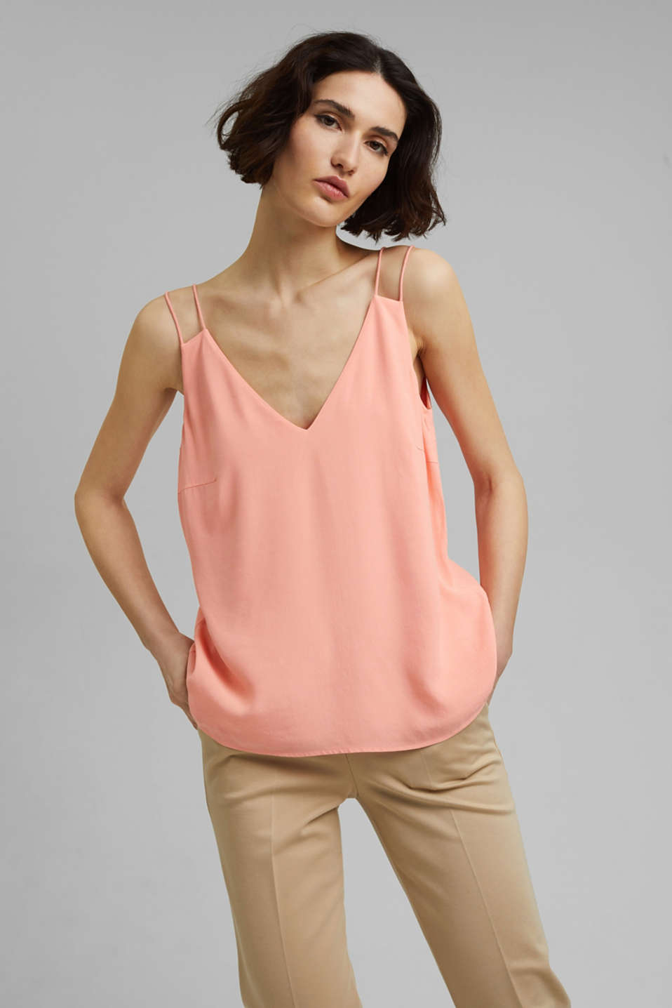 Esprit - LENZING™ ECOVERO™ strappy top at our Online Shop