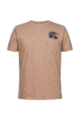 EDC T-shirt en jersey chiné animé d´un logo 3D imprimé