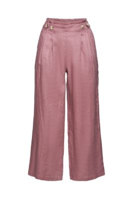 ESPRIT Pantalon en lin à jambes raccourcies