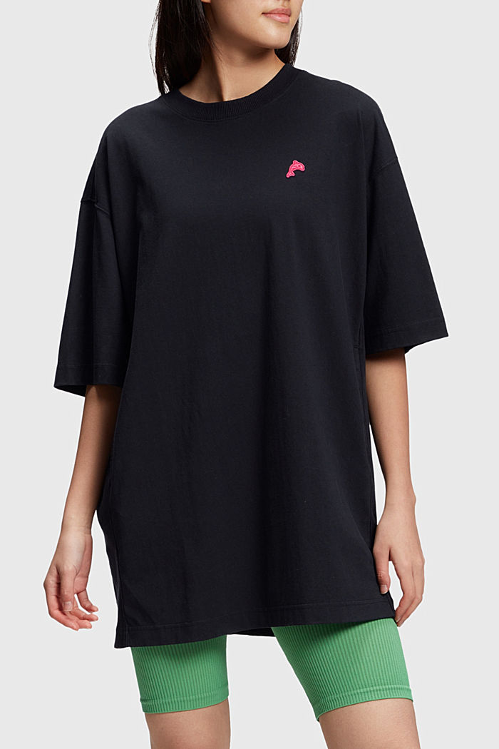 Color Dolphin Relaxed Fit T-shirt Dress, BLACK, detail-asia image number 0