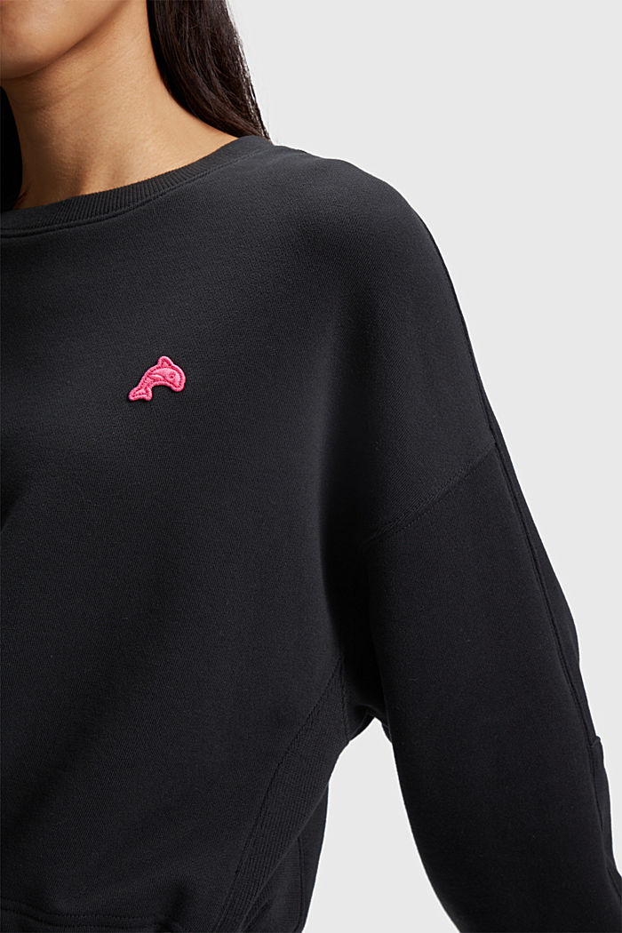 Color Dolphin Cropped Sweatshirt, BLACK, detail-asia image number 4