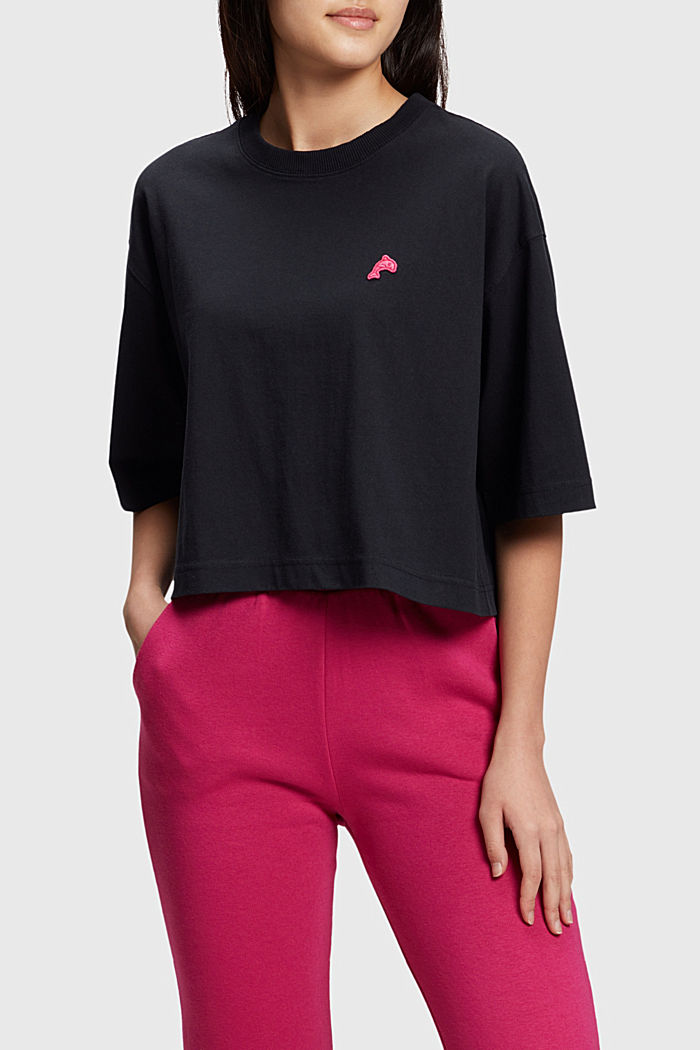 Color Dolphin Cropped T-shirt, BLACK, detail-asia image number 0