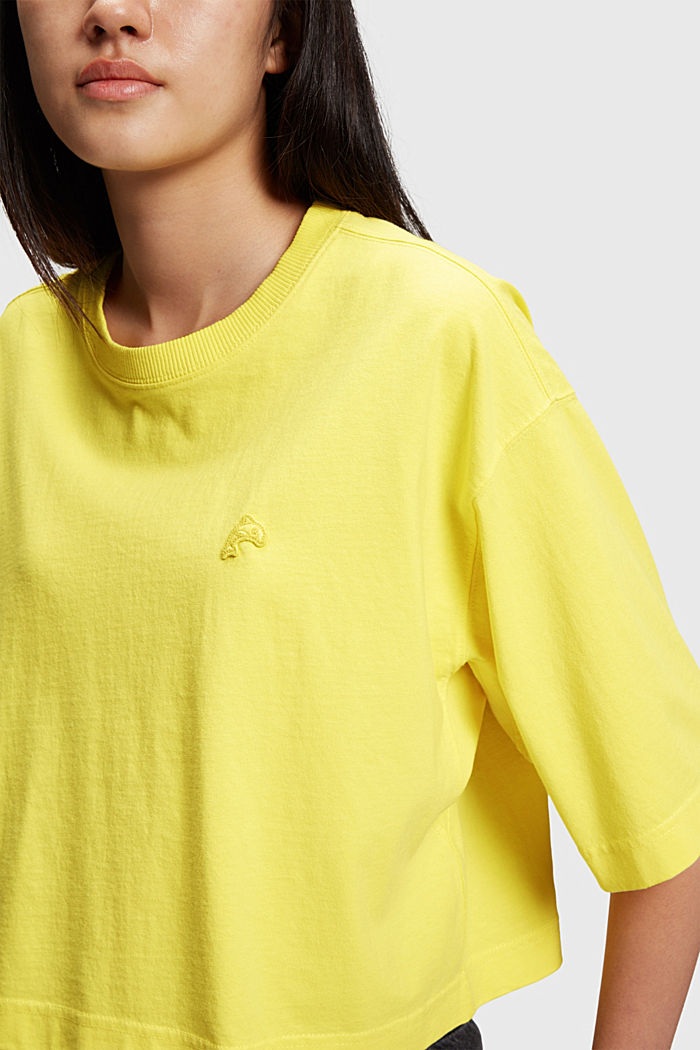 Color Dolphin Cropped T-shirt, YELLOW, detail-asia image number 4