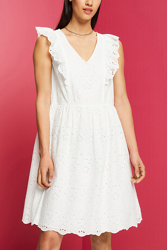 棉質蕾絲連衣裙, 白色, detail-asia image number 0