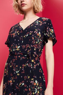Printed midi dress with a tie belt, DARK BLUE, detail-asia image number 2