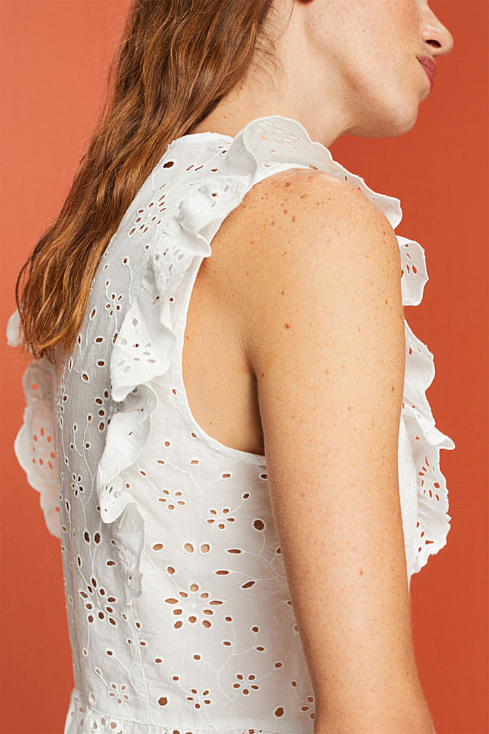 Sleeveless lace blouse, 100% cotton, OFF WHITE, detail-asia image number 2