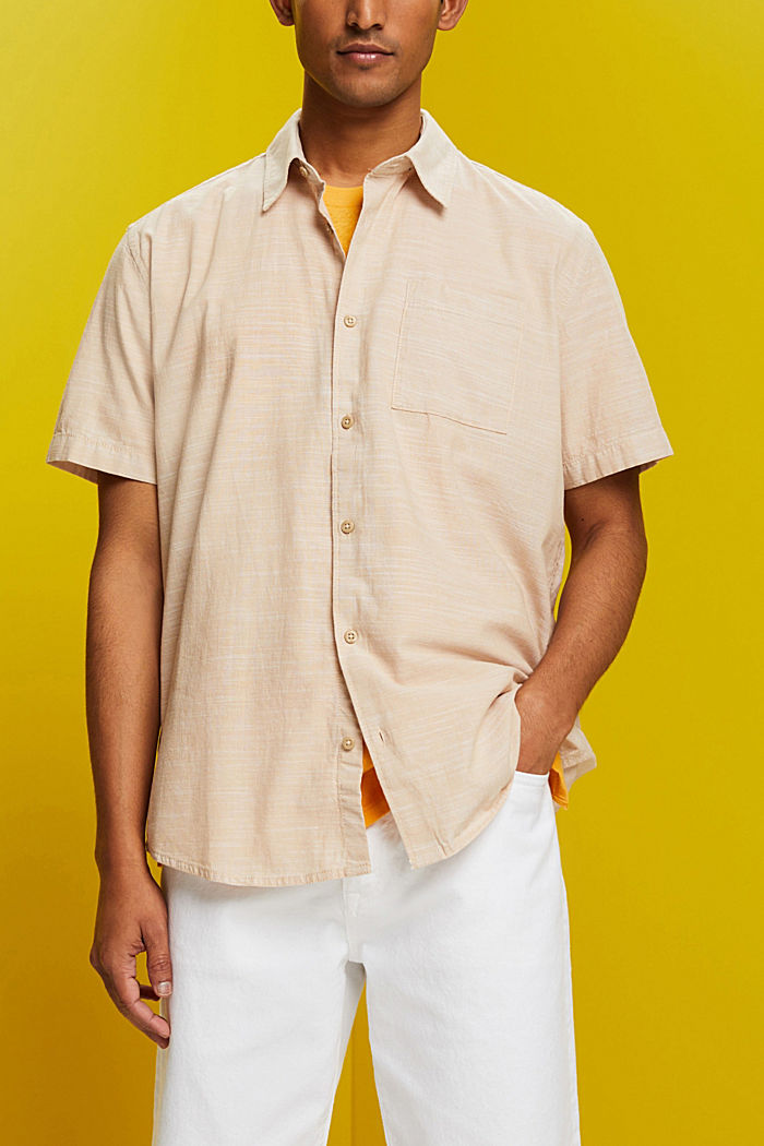 Short-sleeved shirt, 100% cotton, SAND, detail-asia image number 0