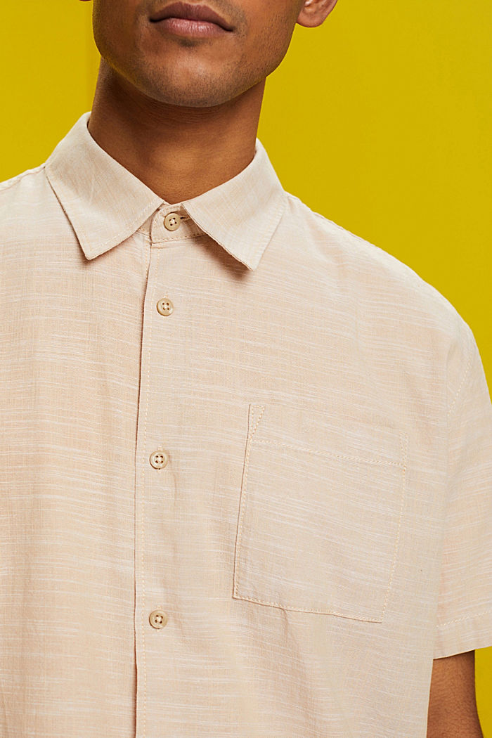 Short-sleeved shirt, 100% cotton, SAND, detail-asia image number 2
