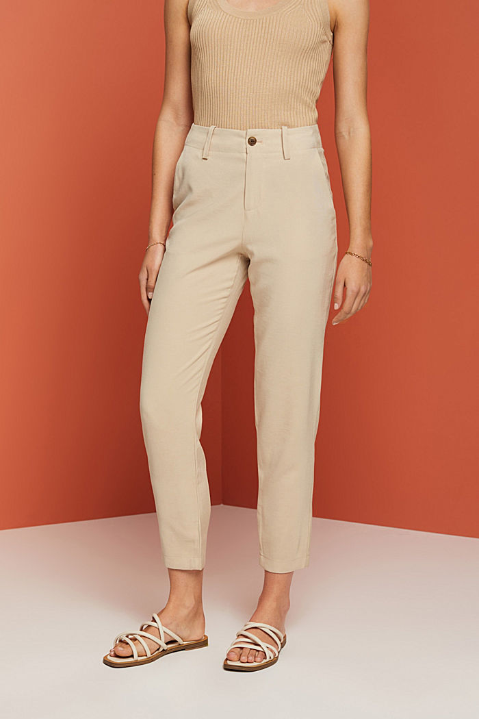 Cropped trousers, LENZING™ ECOVERO™, SAND, detail-asia image number 0