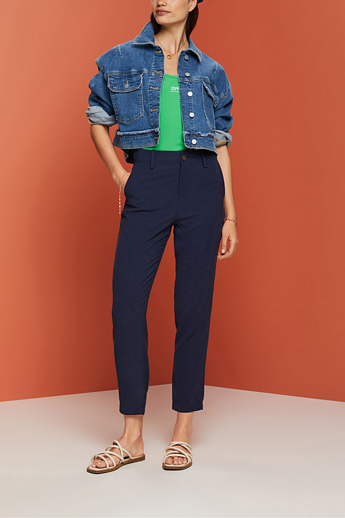 Cropped trousers, LENZING™ ECOVERO™, NAVY, detail-asia image number 1
