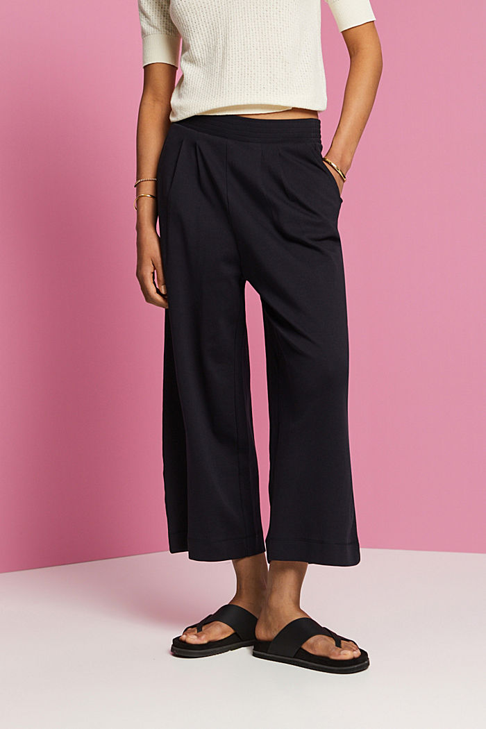 Cropped jersey trousers, 100% cotton