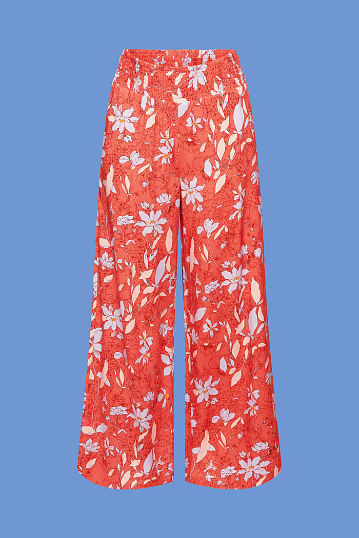 Patterned wide leg pull-on trousers, CORAL ORANGE, detail-asia image number 6