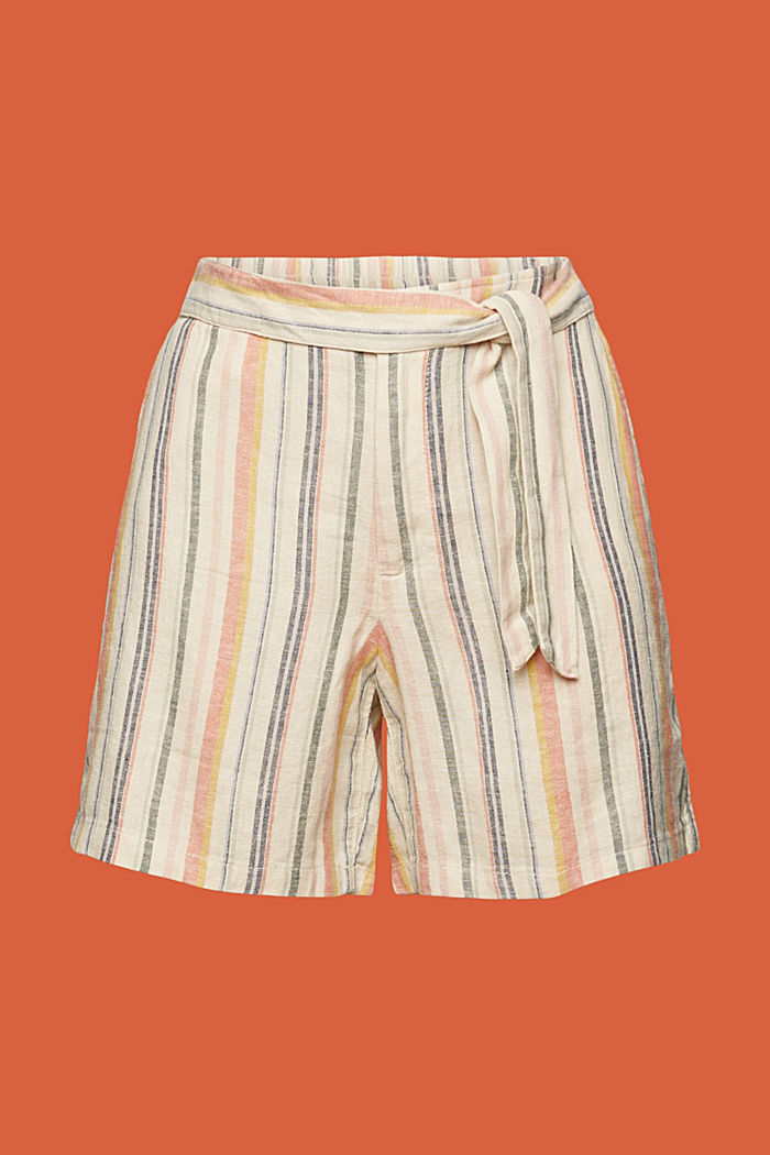 亞麻混紡條紋短褲, 米色, detail-asia image number 6