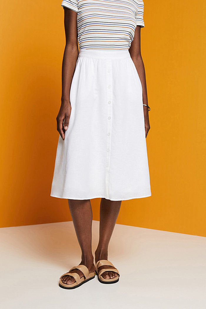 Midi skirt, linen-cotton blend, WHITE, detail-asia image number 0