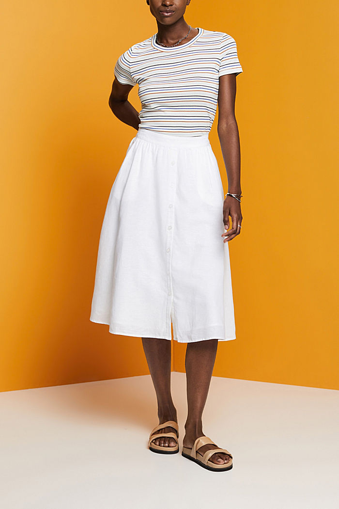 Midi skirt, linen-cotton blend, WHITE, detail-asia image number 4