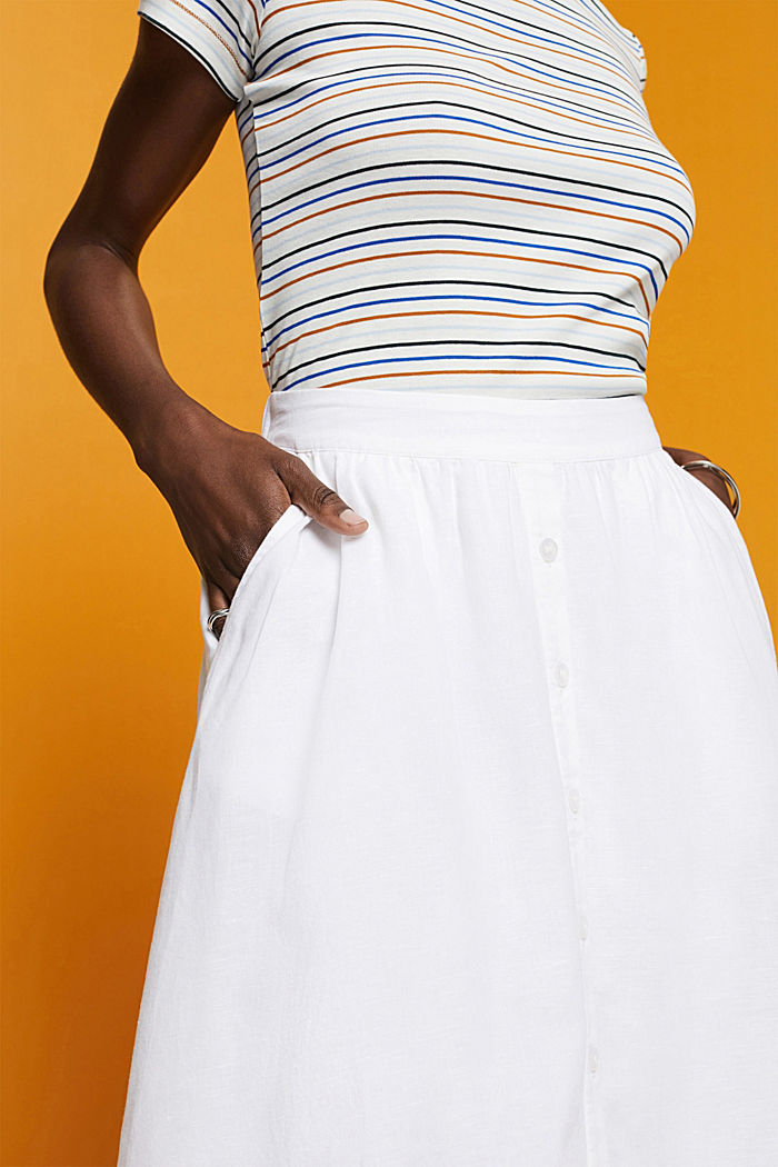 Midi skirt, linen-cotton blend, WHITE, detail-asia image number 2