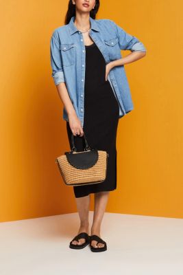 Rib-knit dress, linen blend, BLACK, detail-asia image number 1