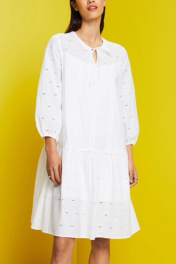 Embroidered dress, 100% cotton, WHITE, detail-asia image number 0