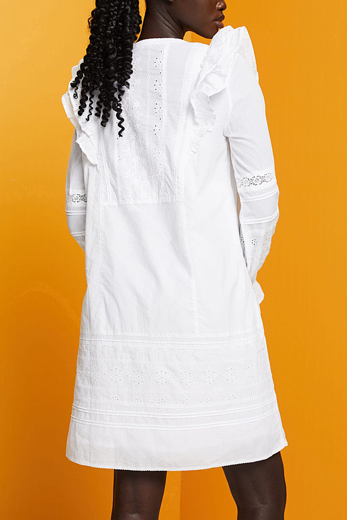 Cotton Lace Knee-Length Dress, WHITE, detail-asia image number 3