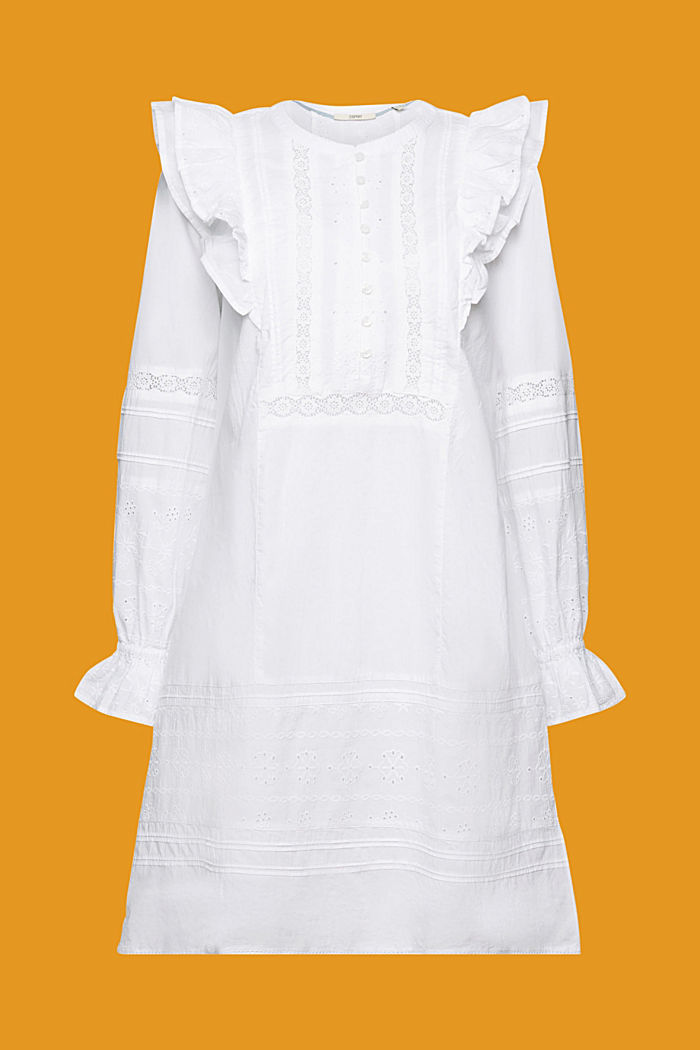 Cotton Lace Knee-Length Dress, WHITE, detail-asia image number 5