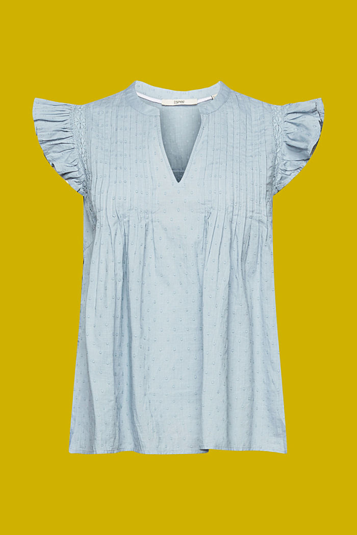 純棉瑞士圓點無袖女裝恤衫, 淺藍色, detail-asia image number 5