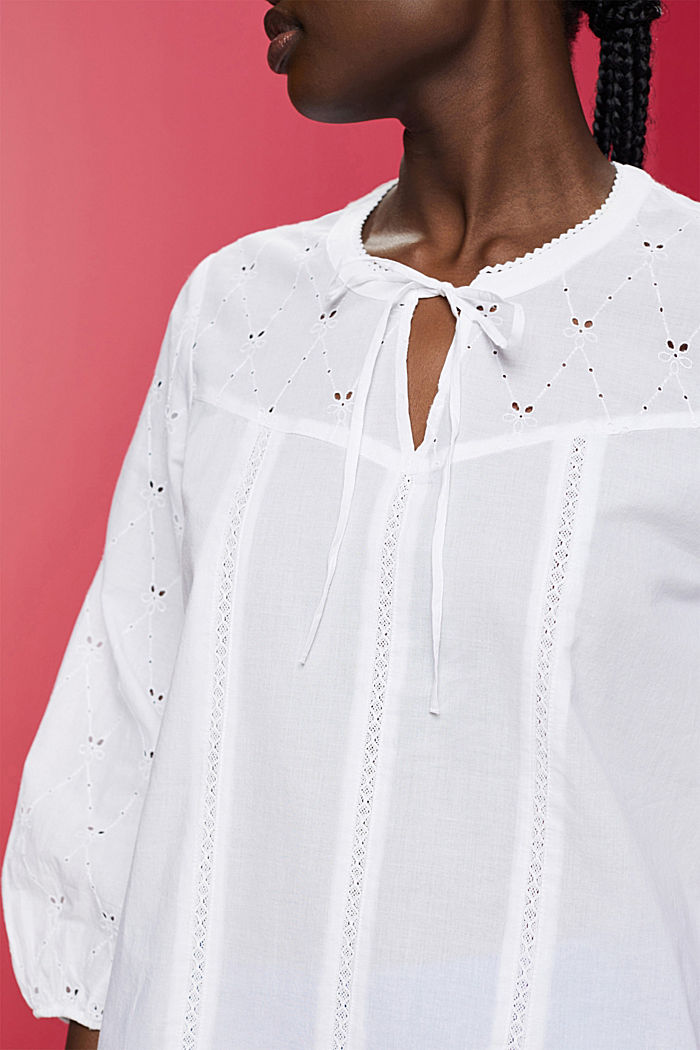 Embroidered blouse, 100% cotton, WHITE, detail-asia image number 2