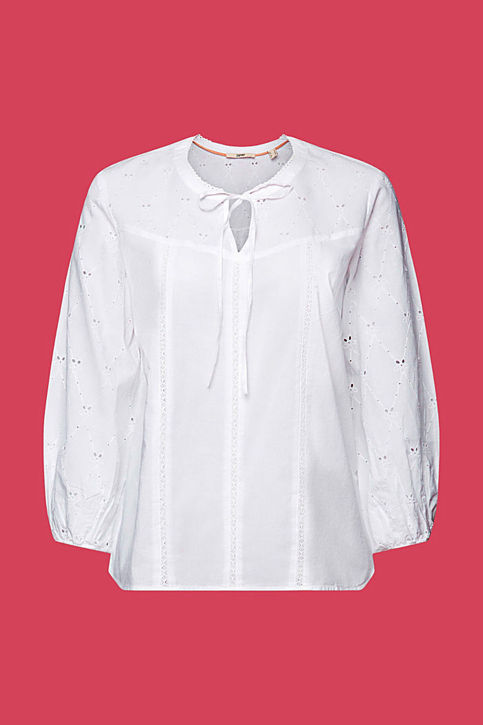 Embroidered blouse, 100% cotton, WHITE, detail-asia image number 5
