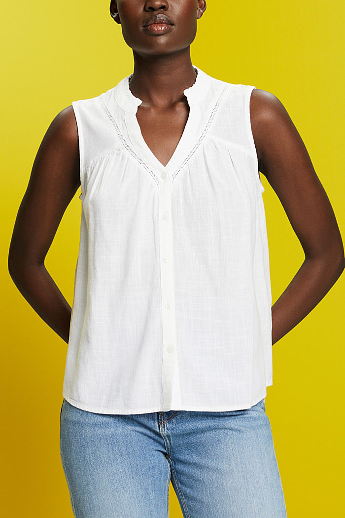 Sleeveless blouse, WHITE, detail-asia image number 0