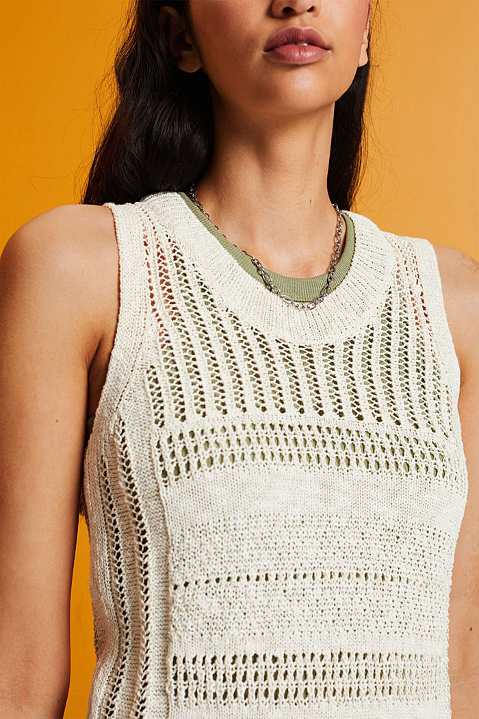 Mouline sleeveless jumper, cotton blend, ICE 4, detail-asia image number 2