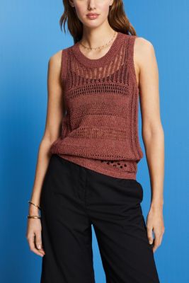Mouline sleeveless jumper, cotton blend