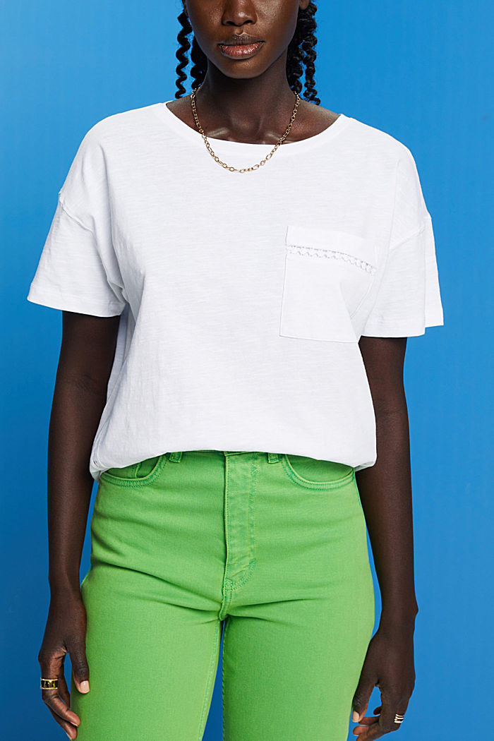 Lace Trim Cotton T-Shirt
