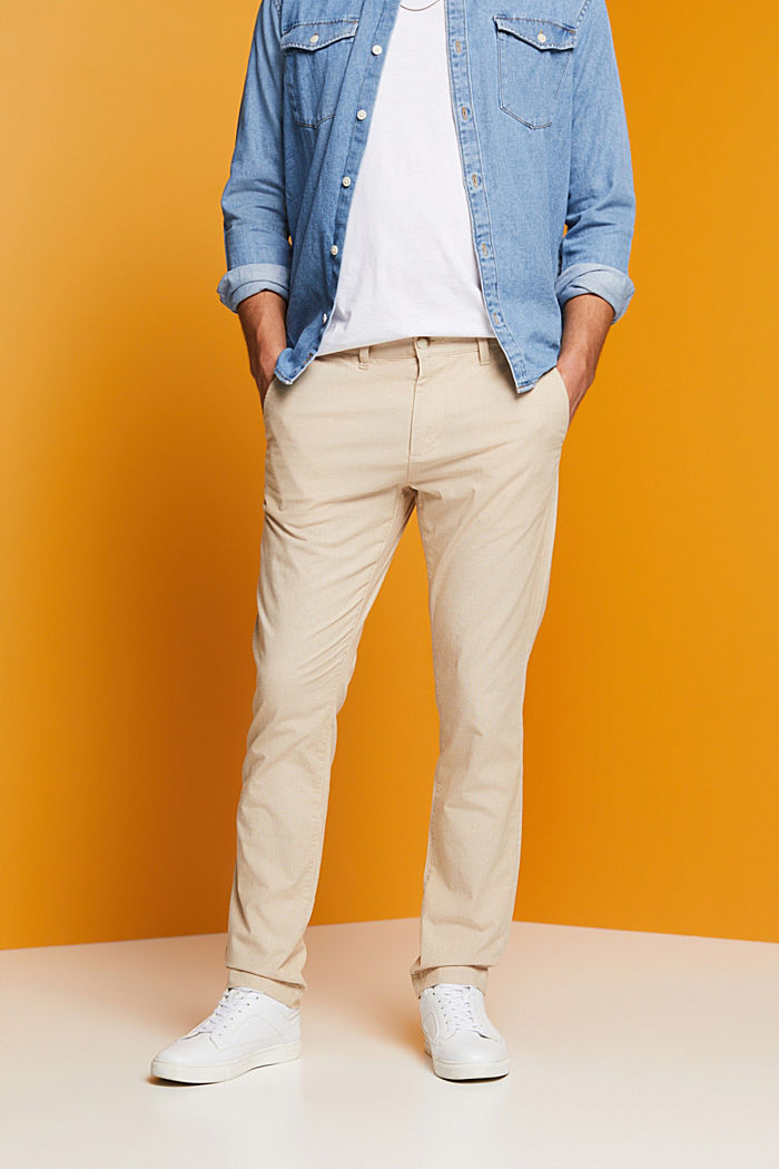 Two-tone chino trousers, LIGHT BEIGE, detail-asia image number 0