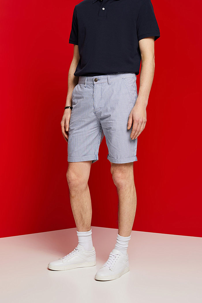 Striped chino shorts, 100% cotton, BLUE, detail-asia image number 0