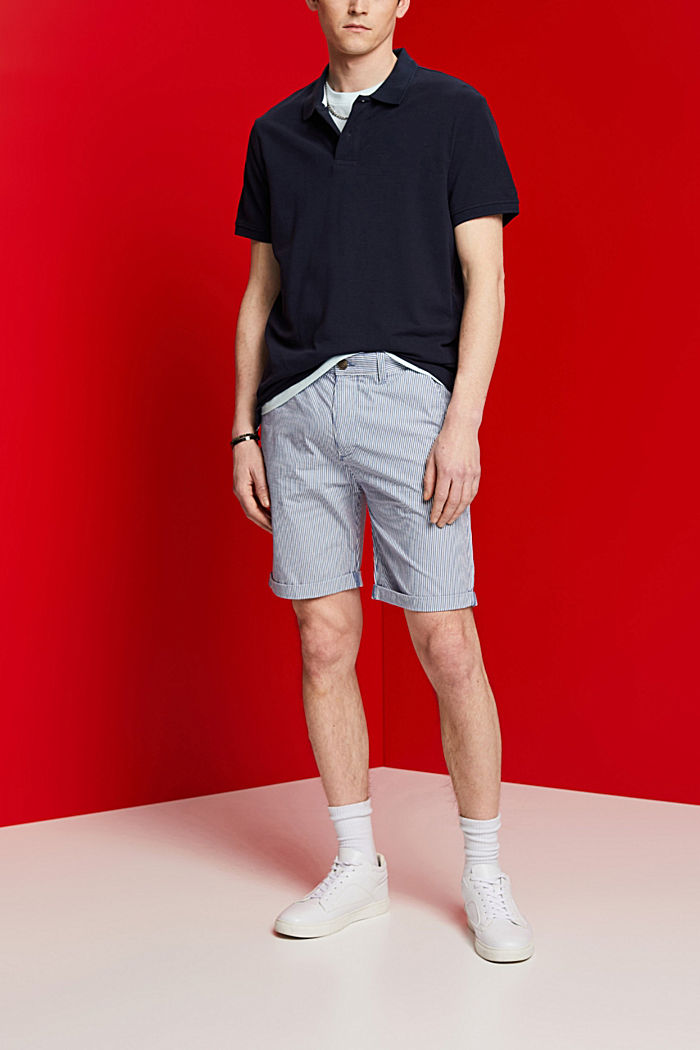 Striped chino shorts, 100% cotton, BLUE, detail-asia image number 5