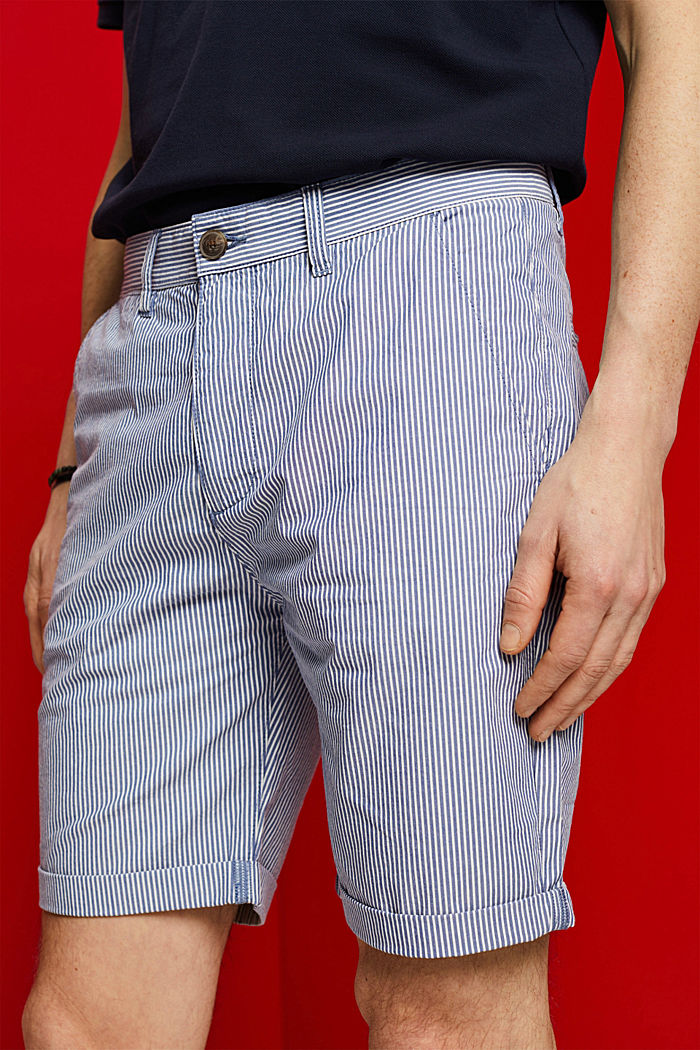 Striped chino shorts, 100% cotton, BLUE, detail-asia image number 2