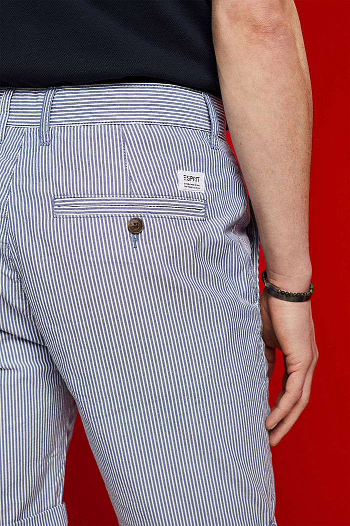 Striped chino shorts, 100% cotton, BLUE, detail-asia image number 4
