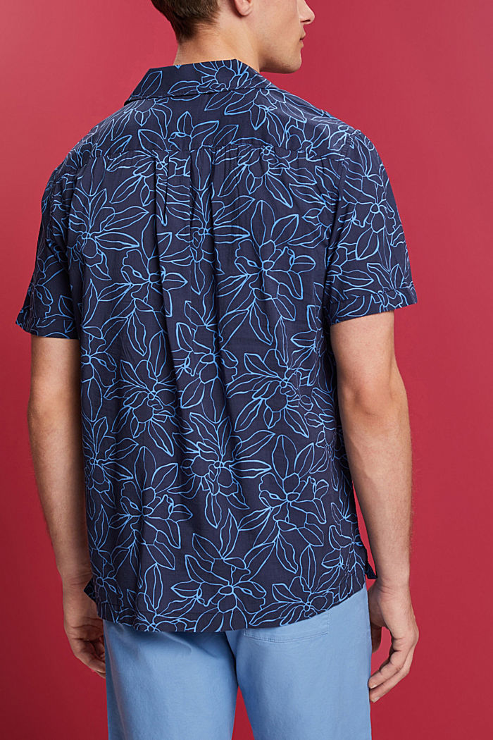 Patterned short sleeve shirt, NAVY, detail-asia image number 3