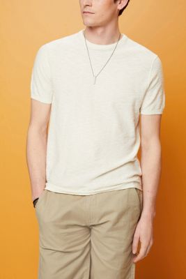 Short-sleeve jumper, cotton-linen blend