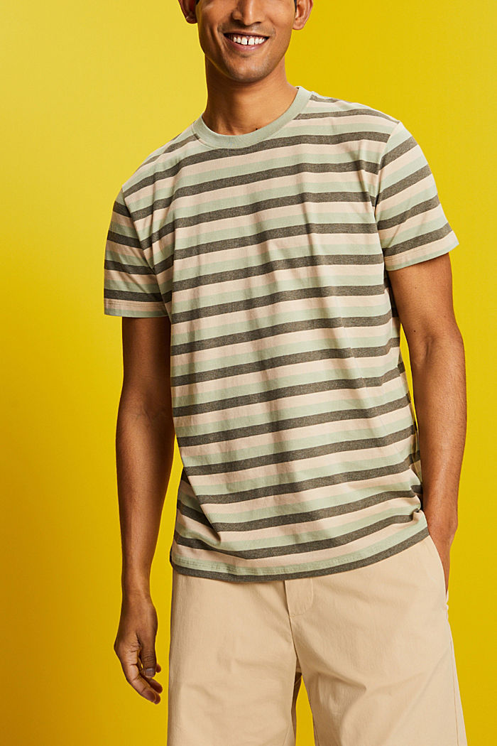 100%純棉條紋平織布T恤衫, 淺綠色, detail-asia image number 0