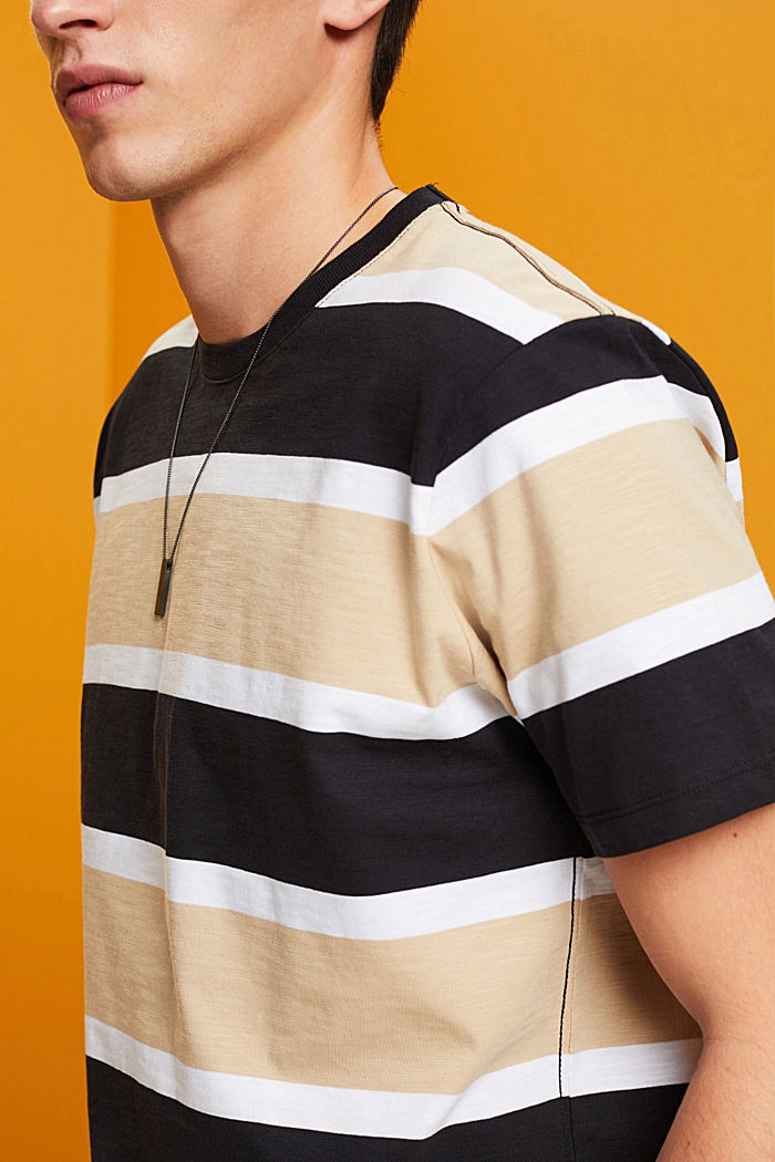 Striped jersey T-shirt, 100% cotton, BLACK, detail-asia image number 2