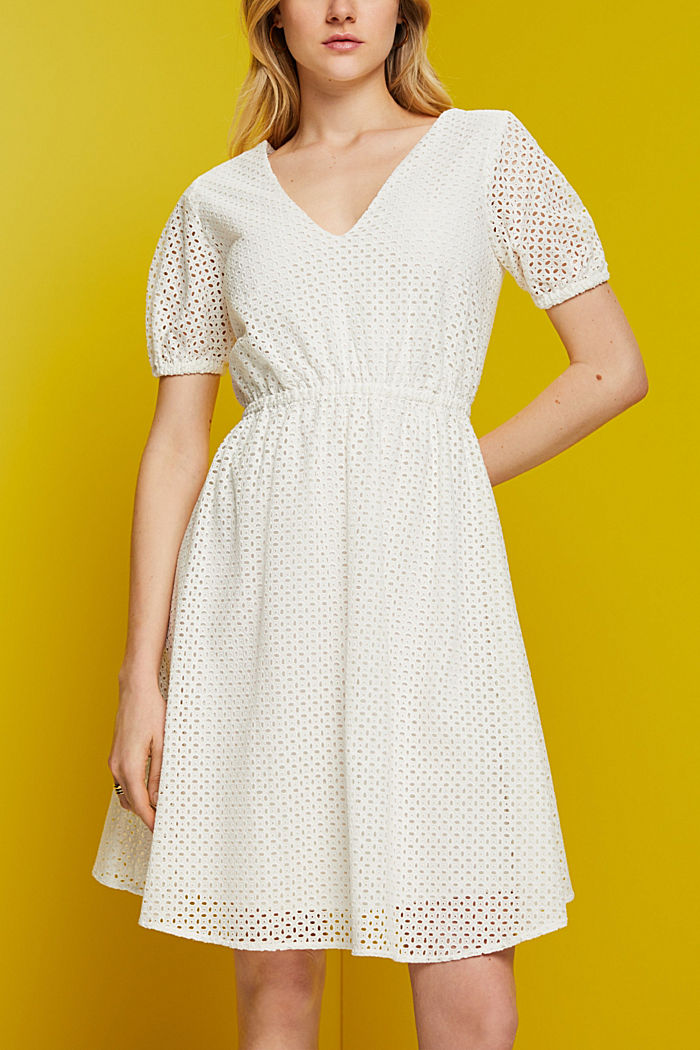 蕾絲棉質連身裙, 白色, detail-asia image number 0