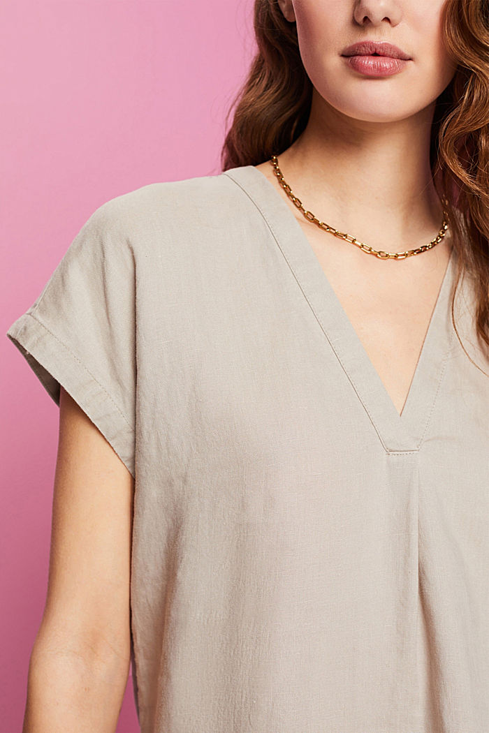 Short sleeve linen blouse, LIGHT TAUPE 2, detail-asia image number 2