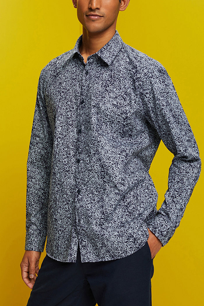 Patterned shirt, 100% cotton, NAVY, detail-asia image number 0