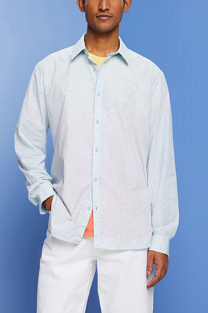 Patterned shirt, 100% cotton, LIGHT BLUE LAVENDER, detail-asia image number 0