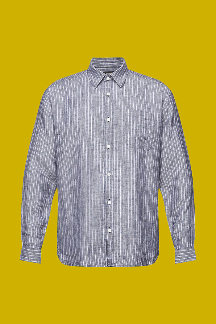 Striped shirt, 100% linen, NAVY, detail-asia image number 5